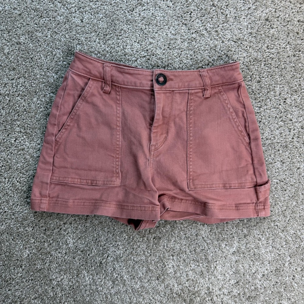 Volcom Utility Shorts Womens 26 Pink Twill Stretch Flat Front Casual Summer